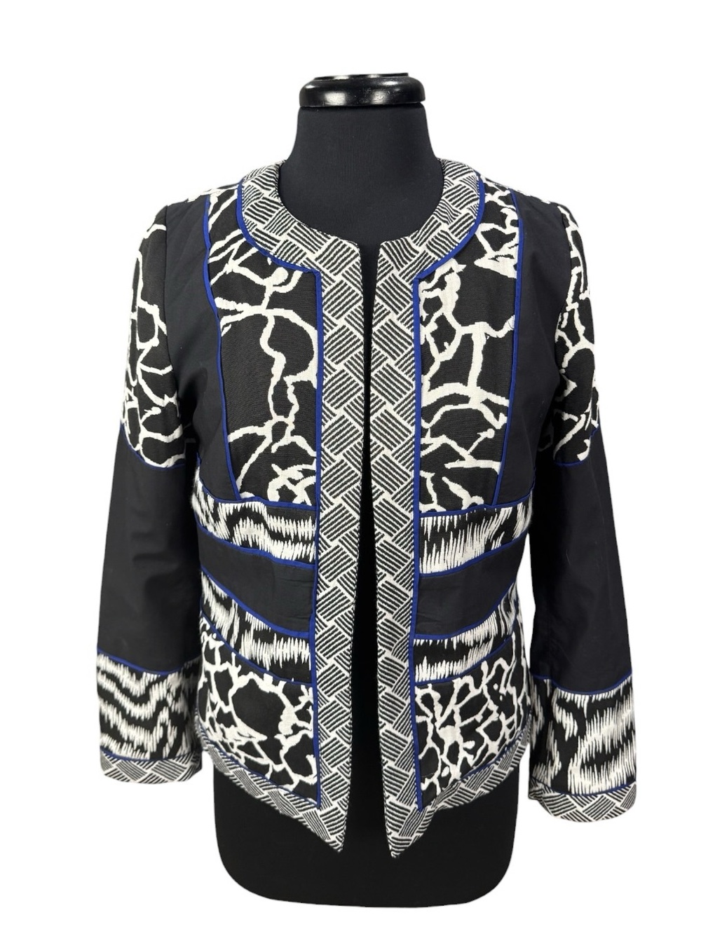 Chico’s Artisan Jacquard Print Open Front Jacket Size 0 / Women’s Size Small EUC